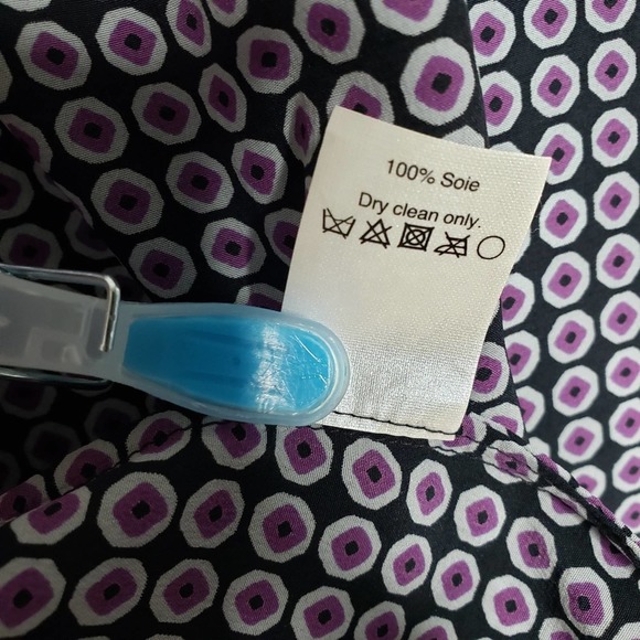 J. Crew Silk Black Geometric Print 3/4 Sleeve Top 4 - Picture 6 of 6